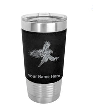 Load image into Gallery viewer, Black leatherette wrapped stainless steel tumbler | Stylish black tumbler with leatherette wrap | Stainless steel tumbler with black leatherette finish | Customizable leatherette tumbler in black | Black tumbler with leatherette design