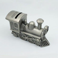 Load image into Gallery viewer, Pewtertone Train Money Bank | Money banks online | Piggy banks in winnipeg | Buy piggybanks online winnipeg