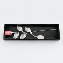 Load image into Gallery viewer, Silver Plated Pink Rose | Online rose gifts | Rose gift online | Gift shop in Winnipeg | Gift store in Winnipeg | Gift shop in Canada | Gift rose in Winnipeg | Online gift shop Canada | Online Gift store Winnipeg | Silver plated pink rose | Wedding anniversary gift | Romantic silver rose | Floral decor | Silver plated rose | Pink rose ornament