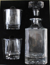 Load image into Gallery viewer, 3 PC DECANTER SET WITH 2 GLASSES AND WOODEN BOX