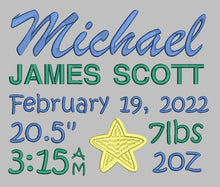 Load image into Gallery viewer, Birth data Embroidery Animal