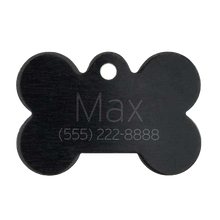 Load image into Gallery viewer, black bone shaped pet tag