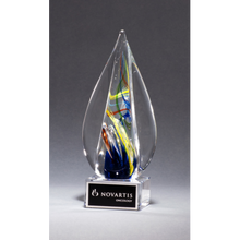 Load image into Gallery viewer, Flame-Shaped Art Glass Award Clear Glass Base