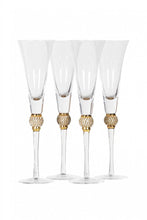 Load image into Gallery viewer, Gold Diamante Ball Champagne Flute set