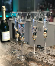 Load image into Gallery viewer, Gold Diamante champagne flutes