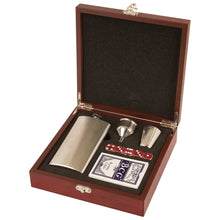 Load image into Gallery viewer, Rosewood Finish Flask Set