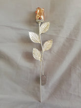 Load image into Gallery viewer, Rose Gold Silver-Plated Rose with Elegant Detailing | Beautiful Rose Gold-Plated Rose Keepsake | Silver-Plated Rose in Rose Gold Finish | Classic Rose Design in Rose Gold and Silver