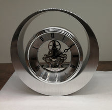 Load image into Gallery viewer, Round Silver Skeleton Clock engravable