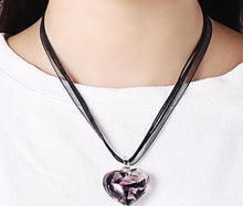 Load image into Gallery viewer, murano glass heart shaped black necklace