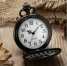 Load image into Gallery viewer, Black Pocket Watch- white face