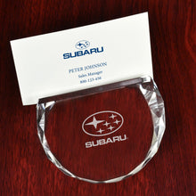 Load image into Gallery viewer, ROUND GLASS CRYSTAL BUSINESS CARD HOLDER PAPERWEIGHT
