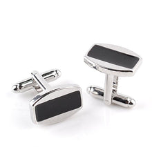 Load image into Gallery viewer, Black Oval Design French Cuff Links