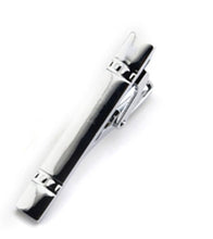 Load image into Gallery viewer, Modern Strap Groove Diamond Short Tie Clips