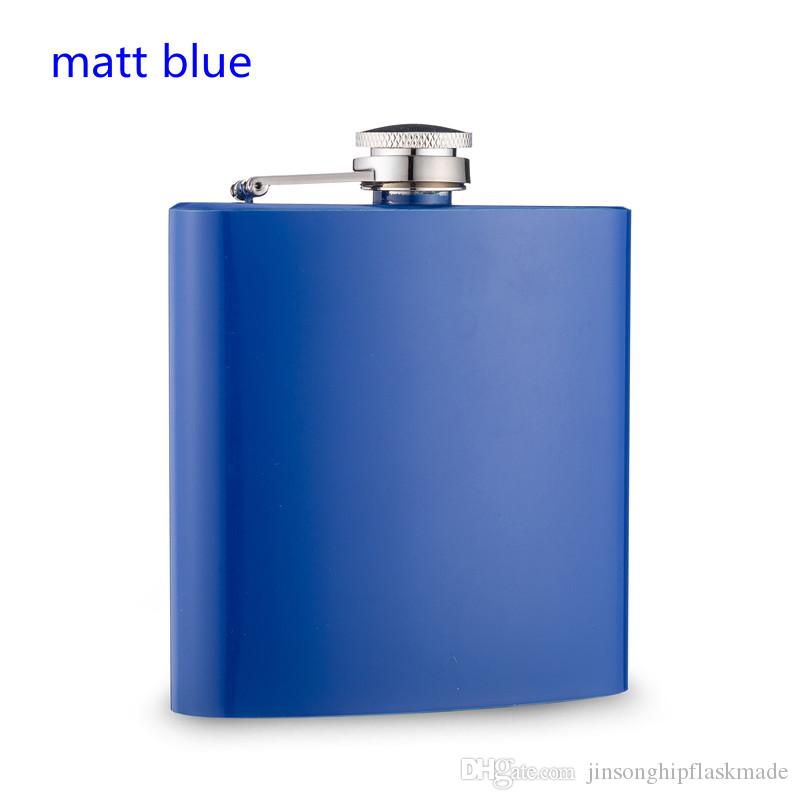 Matte blue flask engravable 