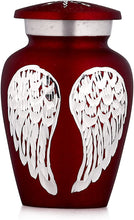Load image into Gallery viewer, Red Metal Angel Wing Keepsake Urn