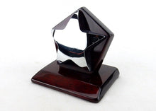 Load image into Gallery viewer, SILVER PLATED BRASS STAR AWARD ON GLOSSY PIANO FINISH STAND