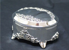 Load image into Gallery viewer, silver oval musical trinket box