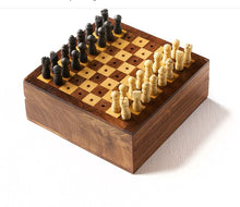 Load image into Gallery viewer, INDIAN ROSEWOOD TRAVEL CHESS GAME SET WITH STORAGE BOX