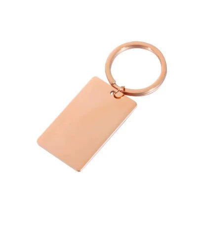 Rose Gold Rectangular Stainless Steel Keychain