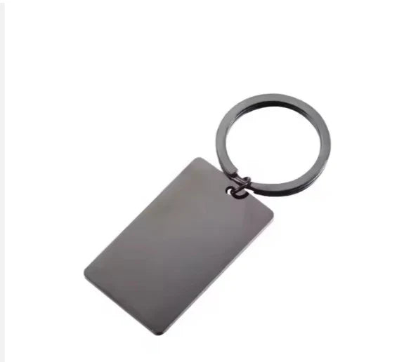 Black Rectangular Stainless Steel Keychain
