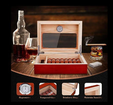 Load image into Gallery viewer, Cigar Humidor- Rose wood box with Hygrometer
