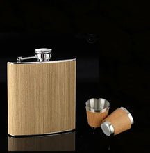 Load image into Gallery viewer, LEATHERETTE FLASK GIFT SET-  Tan Wood Grain
