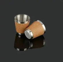 Load image into Gallery viewer, LEATHERETTE FLASK GIFT SET-  Tan Wood Grain
