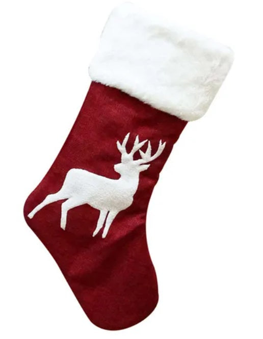 Red Burlap Stocking | Stockings online Canada | Gift shop in Canada | Gift shop in Winnipeg | Engraver in Winnipeg | Engraver in Canada | Online gift shop Winnipeg