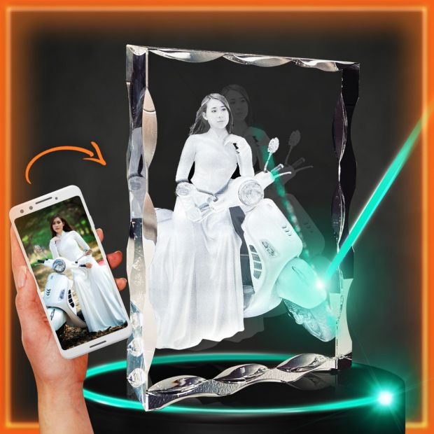 3 D Photo Crystal Art - Notched Tall