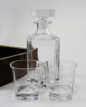 Load image into Gallery viewer, 3 PC DECANTER SET WITH 2 GLASSES AND WOODEN BOX
