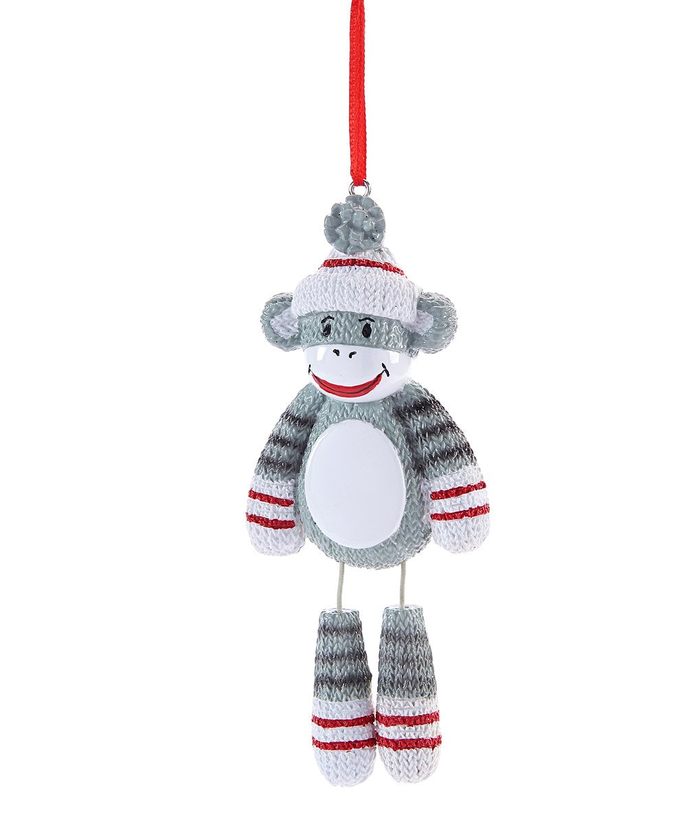 Grey sock monkey ornament