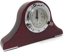 Load image into Gallery viewer, Nautical Desk/Wall Porthole Clock with Flags (Chrome Desk Clock (Bell))
