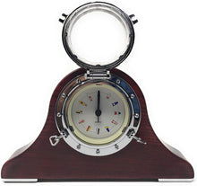 Load image into Gallery viewer, Nautical Desk/Wall Porthole Clock with Flags (Chrome Desk Clock (Bell))
