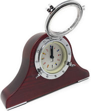 Load image into Gallery viewer, Nautical Desk/Wall Porthole Clock with Flags (Chrome Desk Clock (Bell))
