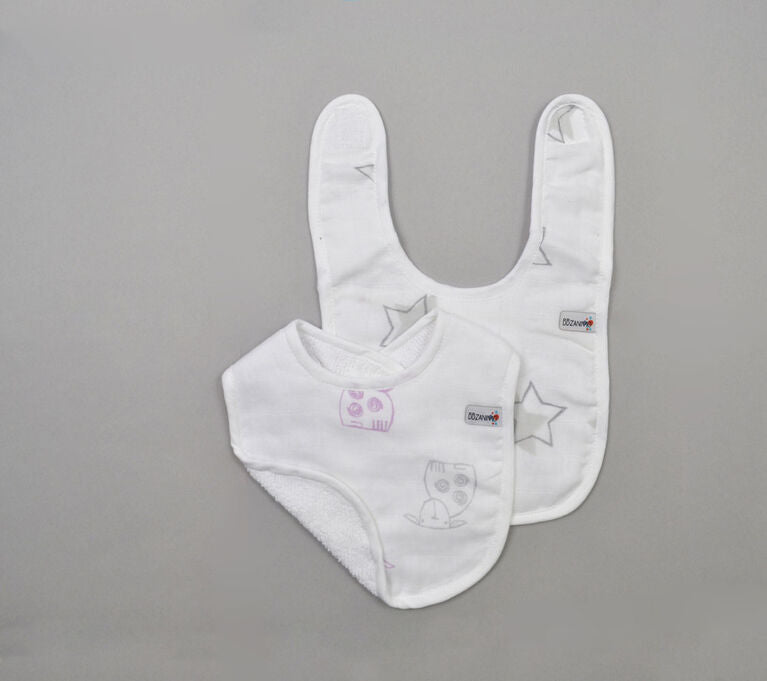 Purple sheep and Grey Stars - 2 pack personalized Bibs