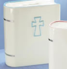 White Bible Money Bank- Blue Cross