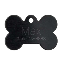 Load image into Gallery viewer, black bone shaped pet tag
