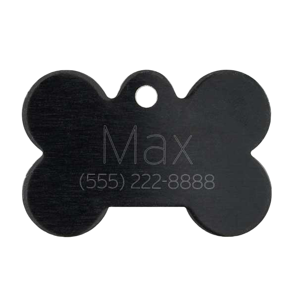 black bone shaped pet tag