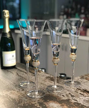 Load image into Gallery viewer, Gold Diamante champagne flutes 
