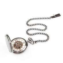 Load image into Gallery viewer, Gunmetal Pocket Watch Skeleton Mechanism - Rose Gold wedding gift 
