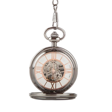 Load image into Gallery viewer, Gunmetal Pocket Watch Skeleton Mechanism - Rose Gold
