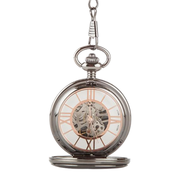 Gunmetal Pocket Watch Skeleton Mechanism - Rose Gold