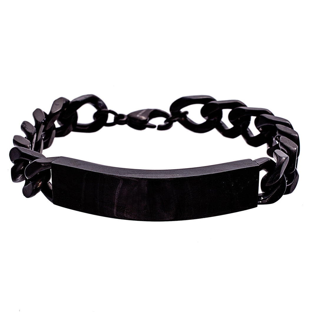 Men's Black Stainless Steel ID Chain ID Bracelet | bracelets online | buy online bracelets | buy bracelets online in Canada