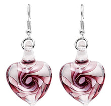 Load image into Gallery viewer, Murano Glass heart floral earrings
