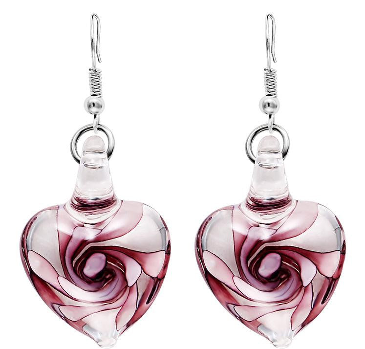 Murano Glass heart floral earrings
