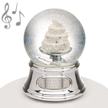 Load image into Gallery viewer, Musical Water Globe - Wedding Cake | Wedding cakes online | Wedding cakes online Canada | Wedding cakes online Winnipeg, | Online musical water globe, water globes online, wedding gifts online Winnipeg | Musical Water Globe - Wedding Cake | Musical water globe wedding cake | Wedding cake water globe | Musical wedding cake decoration | Wedding cake figurine with water globe | Musical water globe centerpiece | Wedding cake musical decoration
