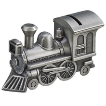 Load image into Gallery viewer, Pewtertone Train Money Bank | Money banks online | Piggy banks in winnipeg | Buy piggybanks online winnipeg
