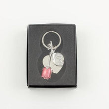 Load image into Gallery viewer, Pink Rose Keychain with Heart
