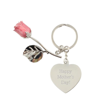 Load image into Gallery viewer, Pink Rose Keychain with Heart
