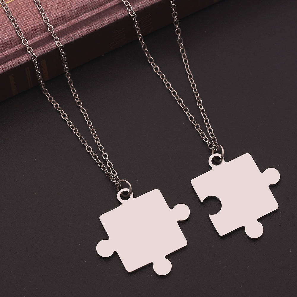 Couples Puzzle Necklace - Gifts for Couples - Valentines day Gifts - Buy Valentines day Gifts - But Necklaces online from Engraving Reimagined in Canada and USA.